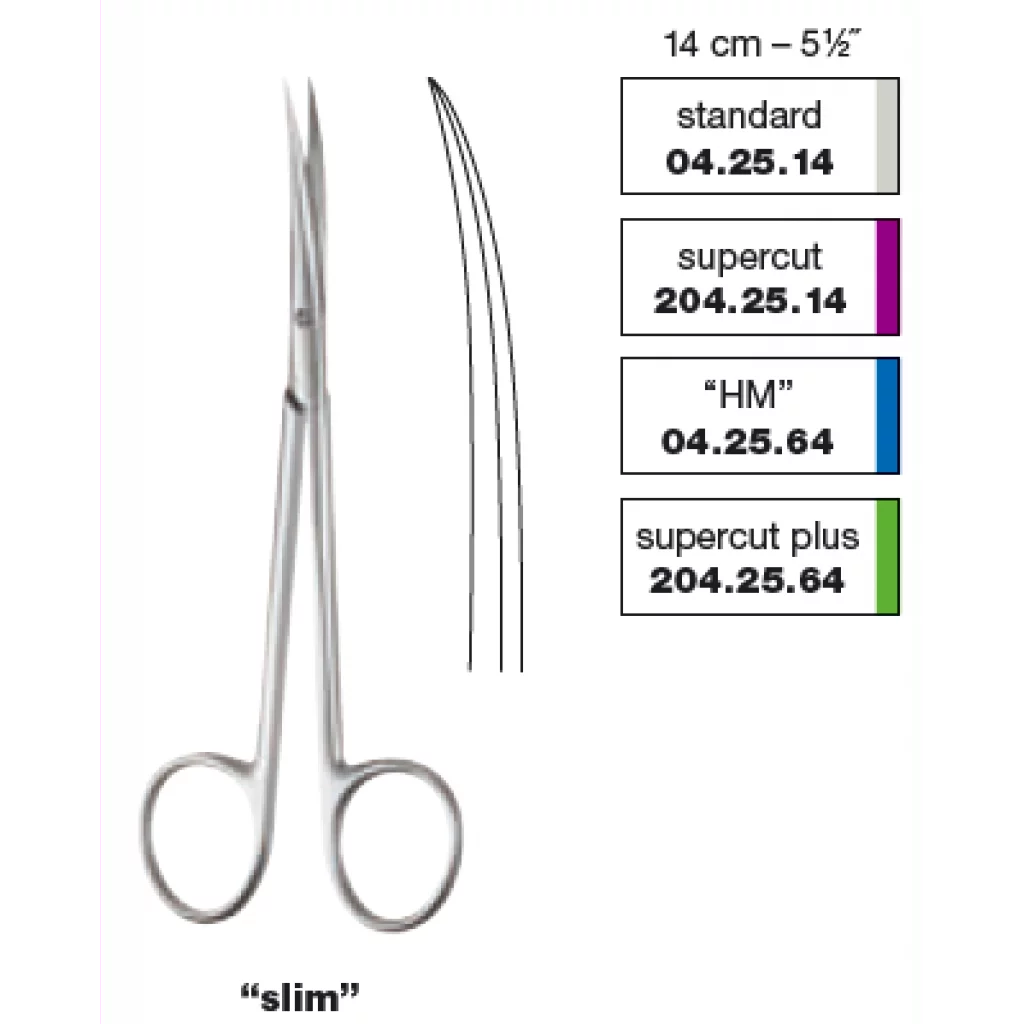 SAKS disseksjon, slank, bøyd 14 cm - Medicon